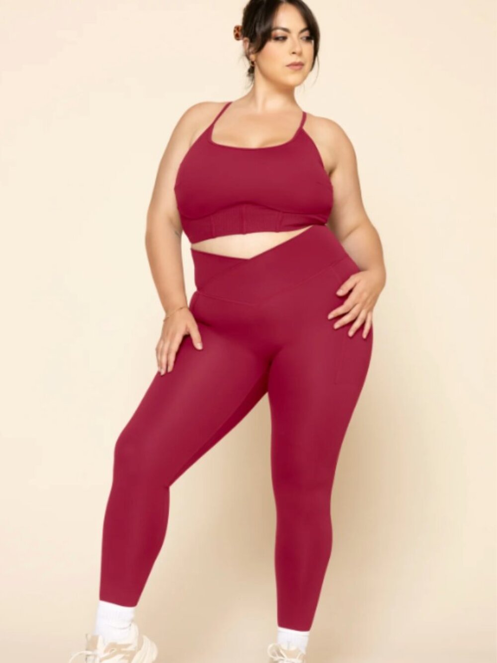 Popflex Crisscross Hourglass Legging with Pockets Ruby Red 3X 25"